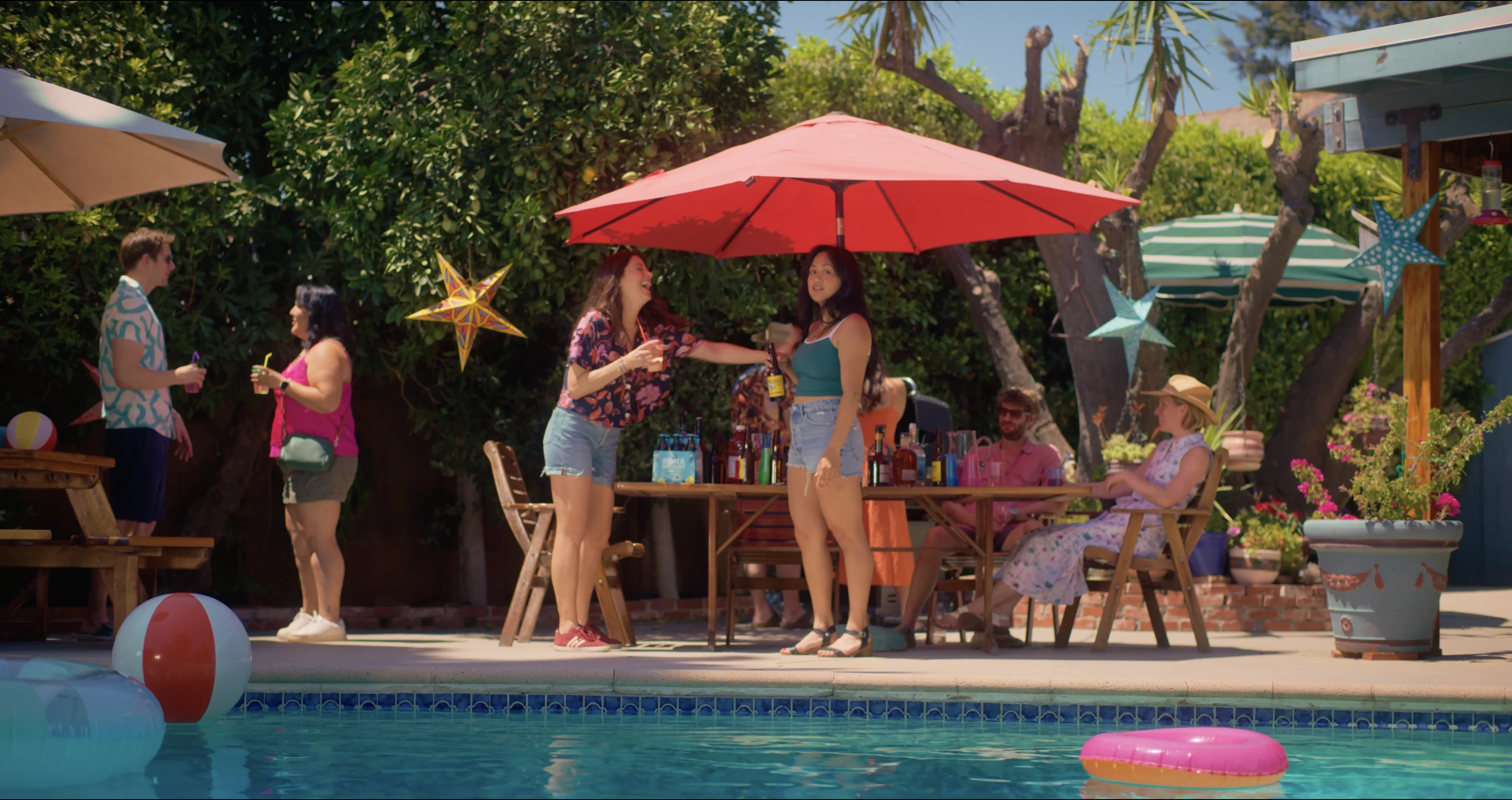Wide shot of the Fourth of July barbecue